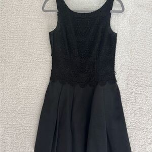 6 Black lace chiffon Dress White House black market scoop fit flare dress